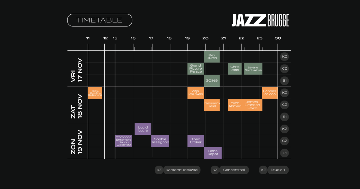Timetable Jazz Brugge
